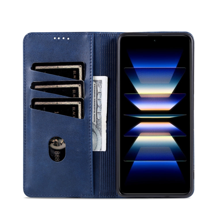 For Xiaomi Redmi Note 13 4G AZNS Magnetic Calf Texture Flip Leather Phone Case(Dark Blue) - Note 13 Cases by AZNS | Online Shopping UK | buy2fix