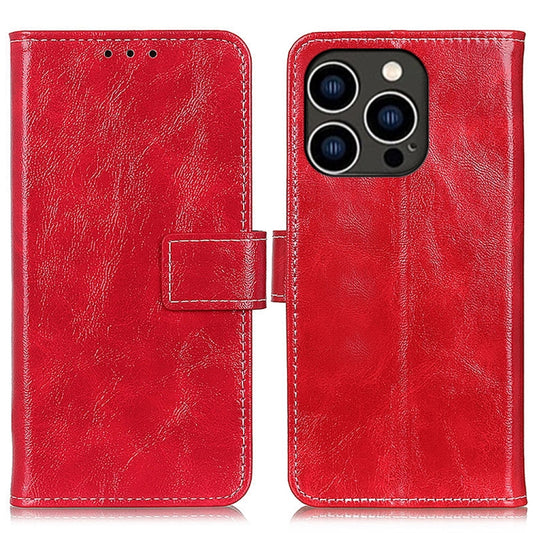 For iPhone 16 Pro Retro Crazy Horse Texture Horizontal Flip Leather Phone Case(Red) - iPhone 16 Pro Cases by buy2fix | Online Shopping UK | buy2fix