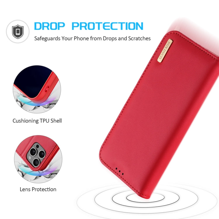 For iPhone 16 Pro Max DUX DUCIS Hivo Series Cowhide + PU + TPU Flip Phone Case(Red) - iPhone 16 Pro Max Cases by DUX DUCIS | Online Shopping UK | buy2fix