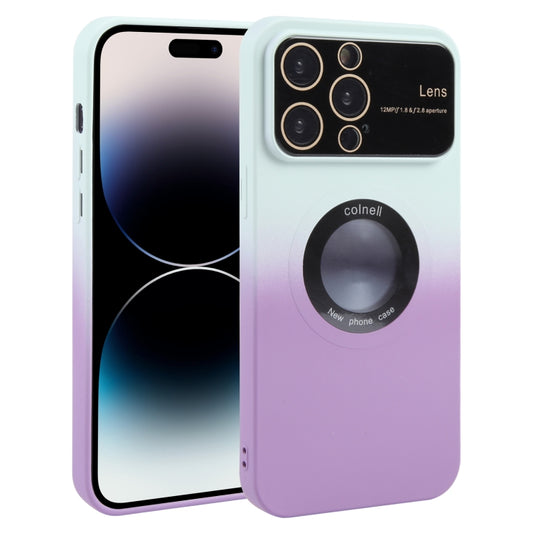 For iPhone 15 Pro Max Gradient Silicone Shockproof Magsafe Phone Case with Lens Film(White Purple) - iPhone 15 Pro Max Cases by buy2fix | Online Shopping UK | buy2fix