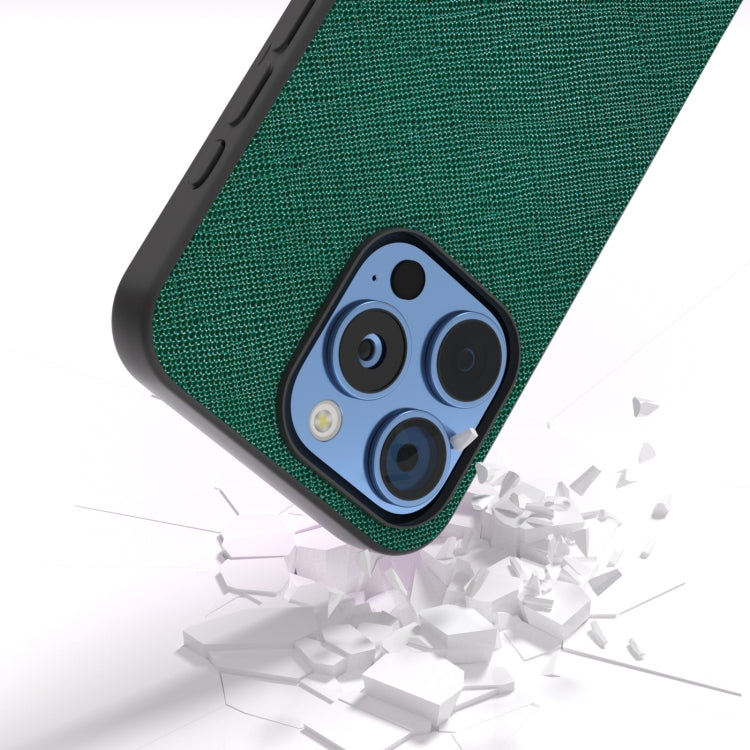 For iPhone 16 Pro Max ABEEL Cross Texture Genuine Leather Phone Case(Green) - iPhone 16 Pro Max Cases by buy2fix | Online Shopping UK | buy2fix