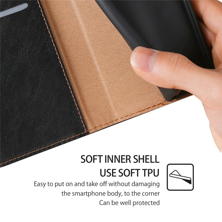 For TCL 50 SE 4G Gloss Oil Solid Color Magnetic Leather Phone Case(Black) - More Brand by buy2fix | Online Shopping UK | buy2fix