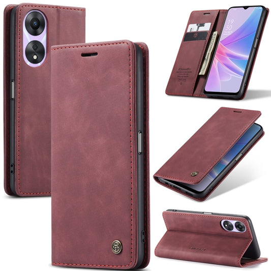 For OPPO A78 5G Global / A1X 5G CaseMe 013 Multifunctional Horizontal Flip Leather Phone Case(Wine Red) - OPPO Cases by CaseMe | Online Shopping UK | buy2fix