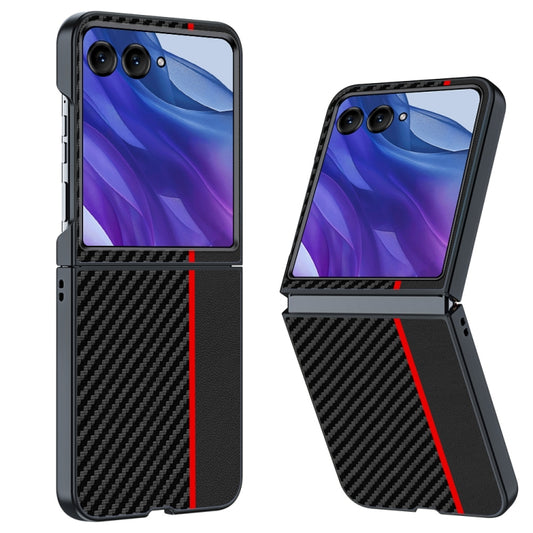 For Motorola Razr 50 Ultra Ultra-thin Carbon Fiber Texture Printing Phone Case(Black Red) - Motorola Cases by buy2fix | Online Shopping UK | buy2fix