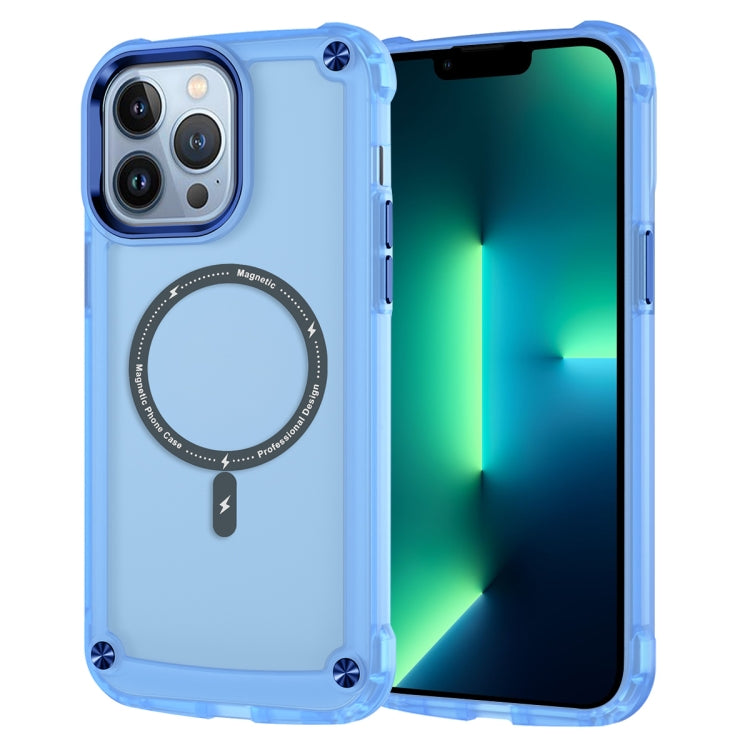 For iPhone 13 Pro Max Skin Feel TPU + PC MagSafe Magnetic Phone Case(Transparent Blue) - iPhone 13 Pro Max Cases by buy2fix | Online Shopping UK | buy2fix