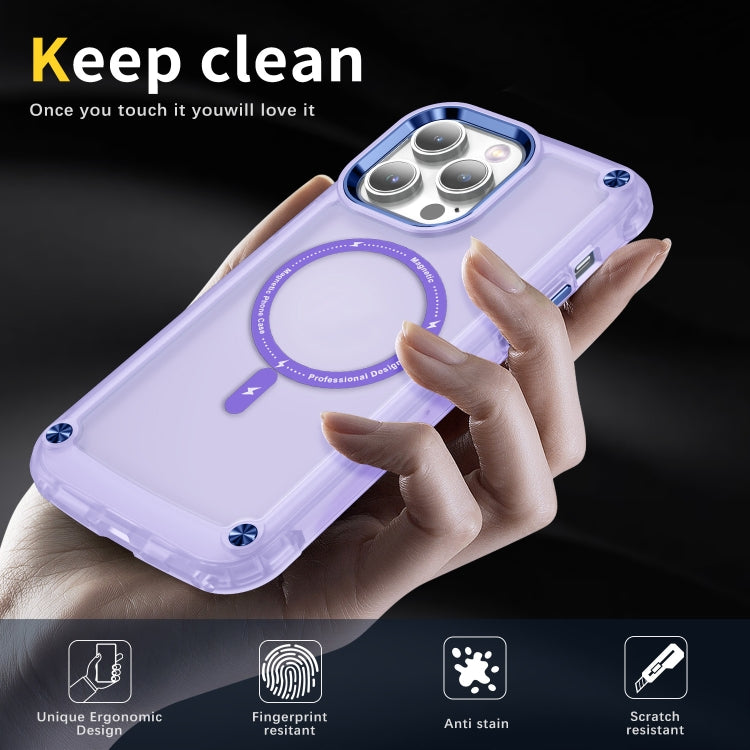 For iPhone 13 Pro Skin Feel TPU + PC MagSafe Magnetic Phone Case(Transparent Purple) - iPhone 13 Pro Cases by buy2fix | Online Shopping UK | buy2fix