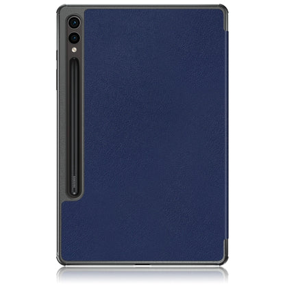 For Samsung Galaxy Tab S9+ Custer Pure Color 3-Fold Holder Smart Leather Tablet Case(Dark Blue) - Galaxy Tab S9+ Cases by buy2fix | Online Shopping UK | buy2fix