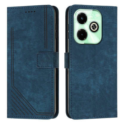 For Infinix Hot 40i Skin Feel Stripe Pattern Leather Phone Case with Lanyard(Blue) - Infinix Cases by buy2fix | Online Shopping UK | buy2fix