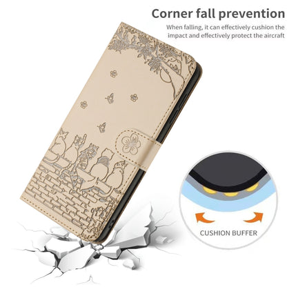 For Xiaomi Redmi Note 13 Pro 5G Cat Embossing Pattern Leather Phone Case with Lanyard(Beige) - Note 13 Pro Cases by buy2fix | Online Shopping UK | buy2fix