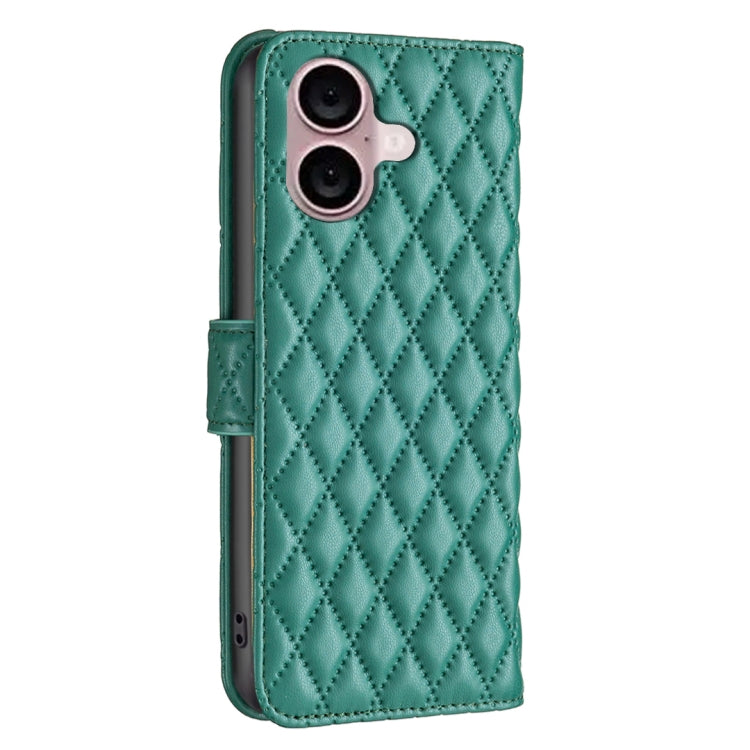 For iPhone 16 Plus Diamond Lattice Wallet Flip Leather Phone Case(Green) - iPhone 16 Plus Cases by buy2fix | Online Shopping UK | buy2fix