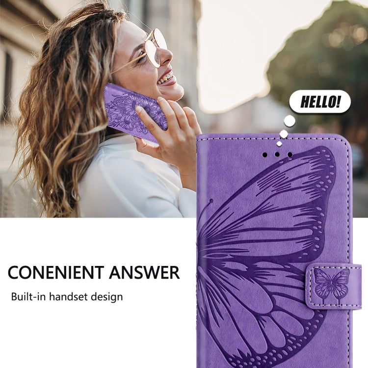 For iPhone SE 2024 Embossed Butterfly Leather Phone Case(Light Purple) - More iPhone Cases by buy2fix | Online Shopping UK | buy2fix