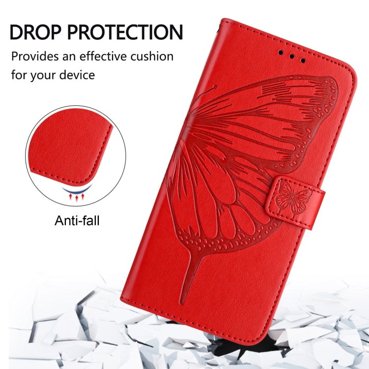 For iPhone 16 Pro Max Embossed Butterfly Leather Phone Case(Red) - iPhone 16 Pro Max Cases by buy2fix | Online Shopping UK | buy2fix