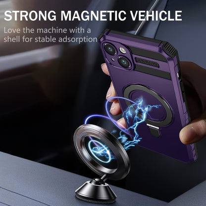 For iPhone 14 MagSafe Magnetic Holder Phone Case(Purple) - iPhone 14 Cases by buy2fix | Online Shopping UK | buy2fix