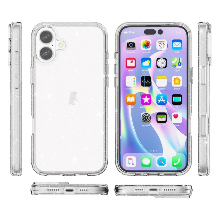 For iPhone 16 Plus Shockproof Terminator Glitter Powder Phone Case(White) - iPhone 16 Plus Cases by buy2fix | Online Shopping UK | buy2fix