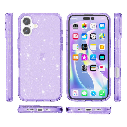 For iPhone 16 Plus Shockproof Terminator Glitter Powder Phone Case(Purple) - iPhone 16 Plus Cases by buy2fix | Online Shopping UK | buy2fix