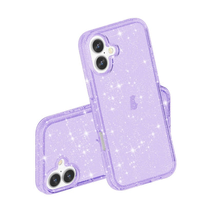 For iPhone 16 Shockproof Terminator Glitter Powder Phone Case(Purple) - iPhone 16 Cases by buy2fix | Online Shopping UK | buy2fix