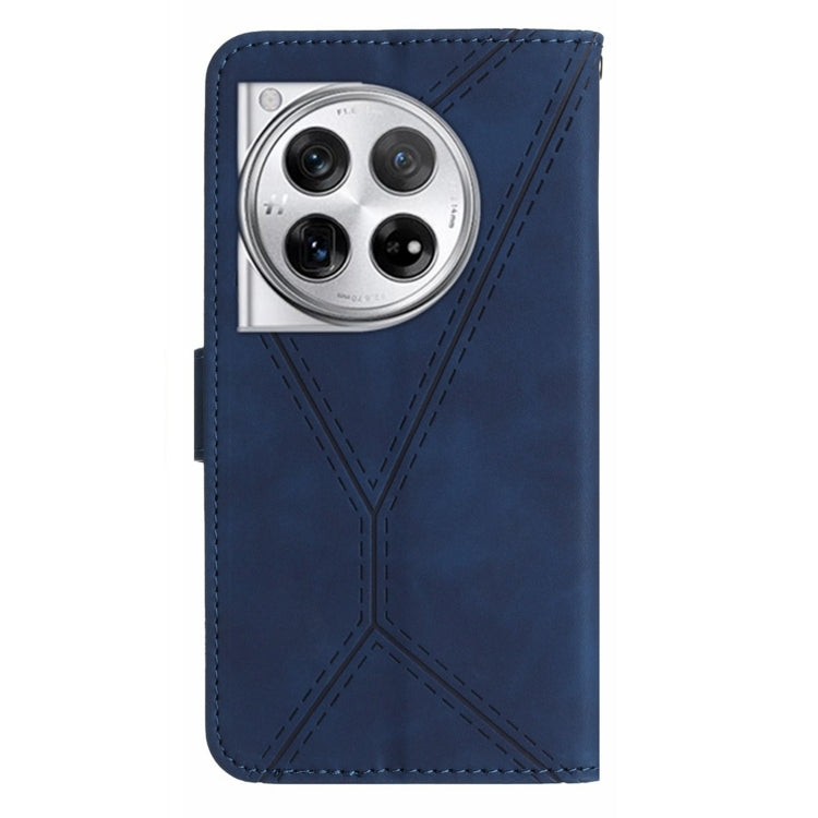 For OnePlus 12 5G Global Stitching Embossed Leather Phone Case(Blue) - OnePlus Cases by buy2fix | Online Shopping UK | buy2fix