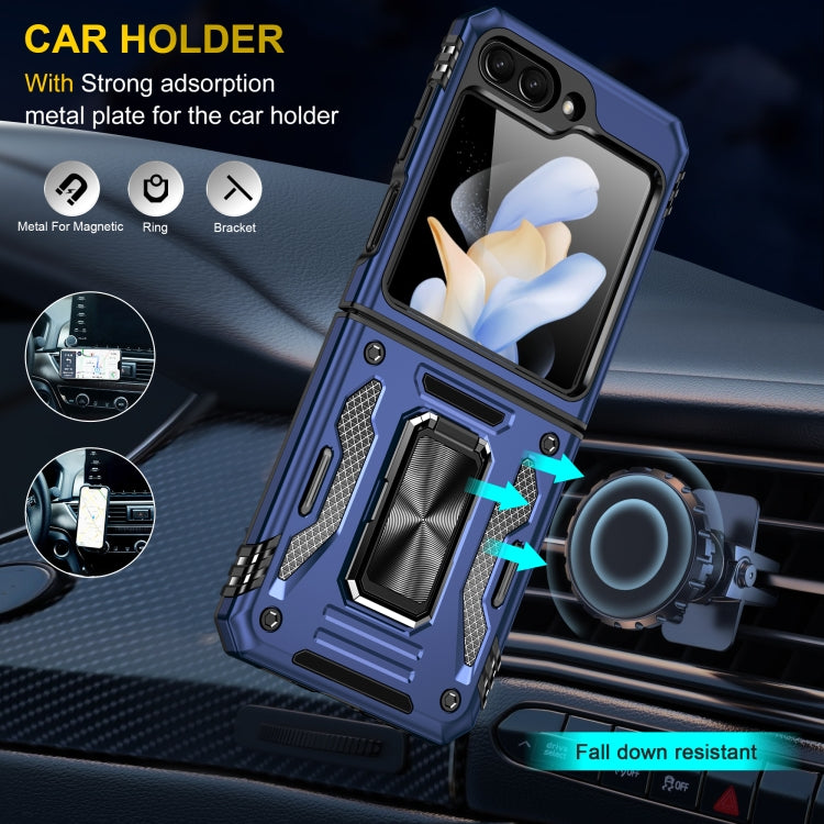 For Samsung Galaxy Z Flip5 5G Armor PC + TPU Camera Shield Phone Case(Navy Blue) - Galaxy Z Flip5 Cases by buy2fix | Online Shopping UK | buy2fix