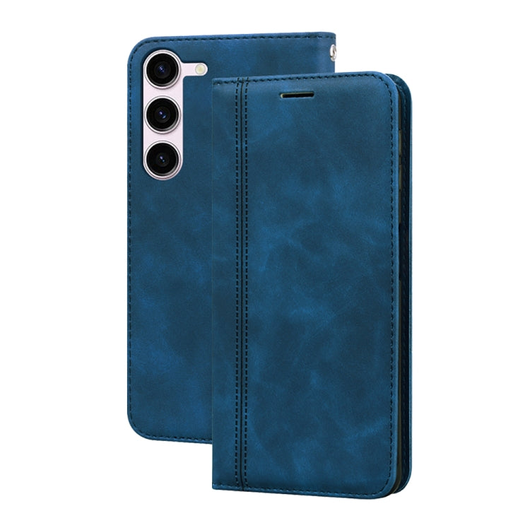 For Samsung Galaxy S23 5G Frosted Business Magnetic Horizontal Flip PU Phone Case(Blue) - Galaxy S23 5G Cases by buy2fix | Online Shopping UK | buy2fix