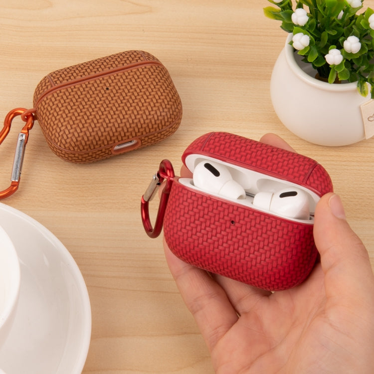 For AirPods 3 Woven Skin Texture PC TWS Earphone Protective Case(Red) - For AirPods 3 by buy2fix | Online Shopping UK | buy2fix