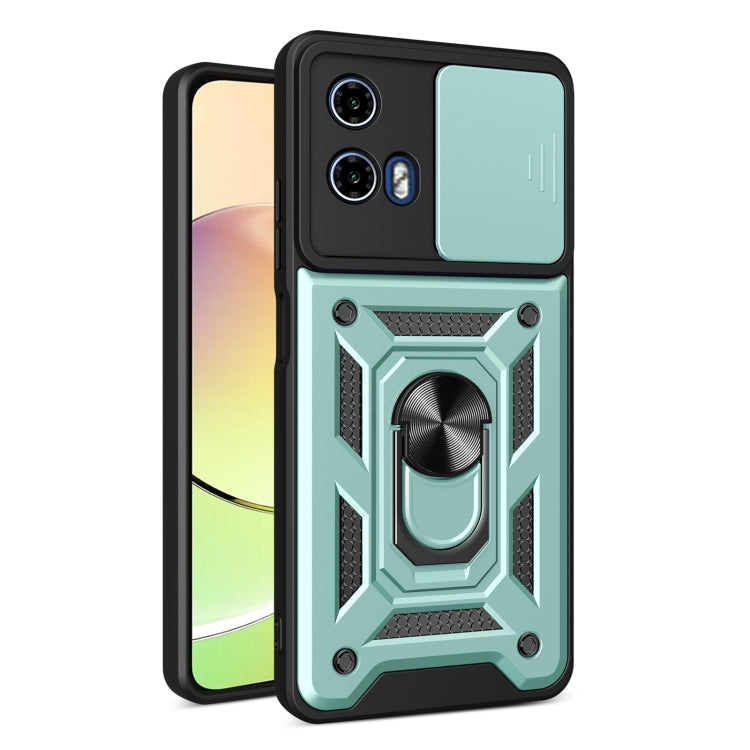 For Motorola Moto G34 5G Sliding Camera Cover Design TPU Hybrid PC Phone Case(Mint Green) - Motorola Cases by buy2fix | Online Shopping UK | buy2fix