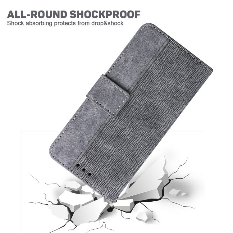 For iPhone 16 Geometric Embossed Leather Phone Case(Grey) - iPhone 16 Cases by buy2fix | Online Shopping UK | buy2fix