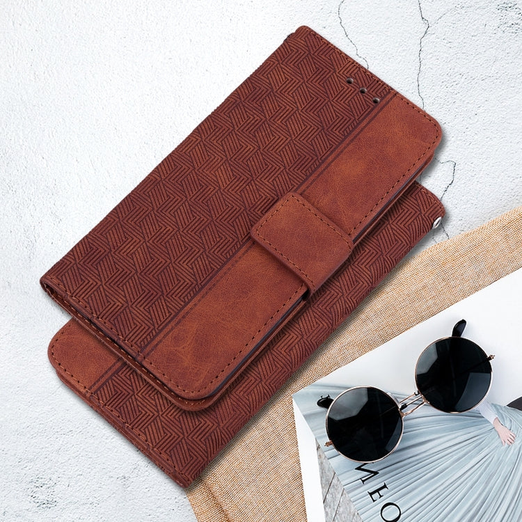For Realme 12 5G Geometric Embossed Leather Phone Case(Brown) - Realme Cases by buy2fix | Online Shopping UK | buy2fix