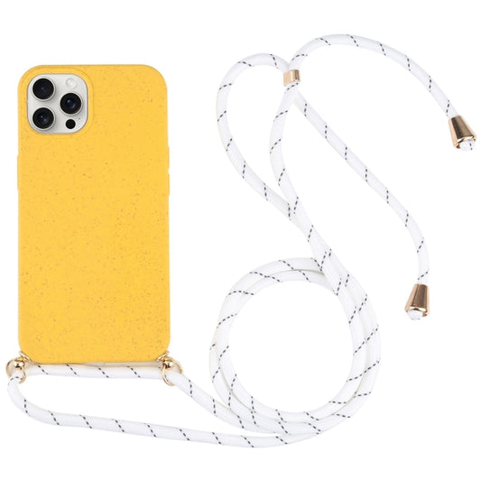 For iPhone 16 Pro Max Wheat Straw TPU Shockproof Phone Case with Neck Lanyard(Yellow) - iPhone 16 Pro Max Cases by buy2fix | Online Shopping UK | buy2fix