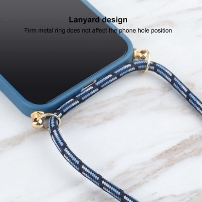 For iPhone 16 Pro Wheat Straw TPU Shockproof Phone Case with Neck Lanyard(Blue) - iPhone 16 Pro Cases by buy2fix | Online Shopping UK | buy2fix