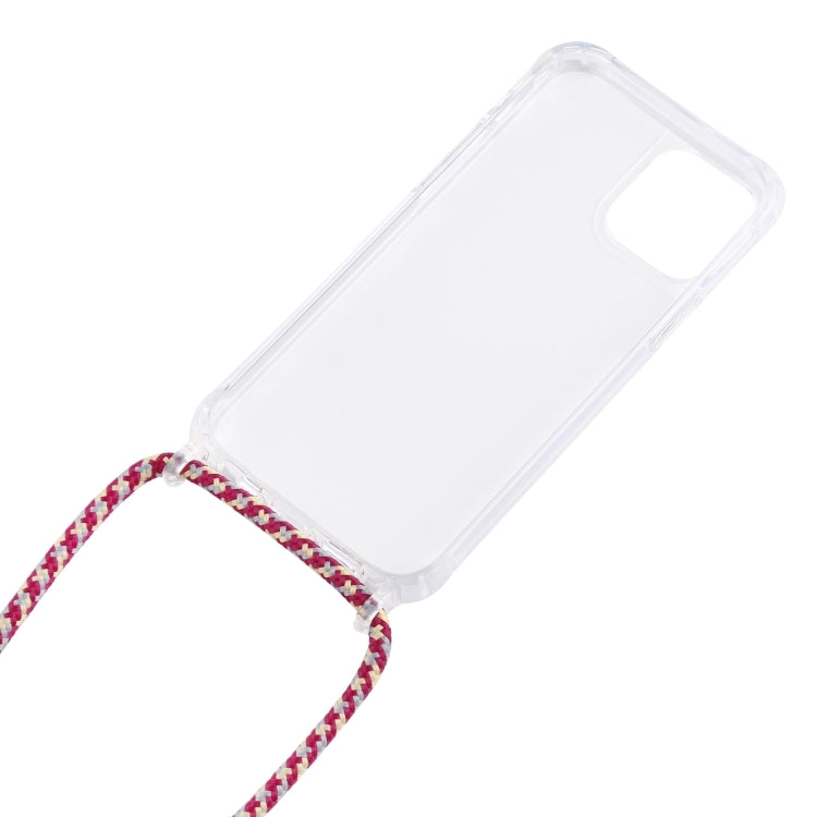 For iPhone 16 Pro Max Transparent Acrylic Airbag Shockproof Phone Protective Case with Lanyard(Red Black) - iPhone 16 Pro Max Cases by buy2fix | Online Shopping UK | buy2fix