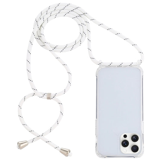 For iPhone 16 Pro Transparent Acrylic Airbag Shockproof Phone Protective Case with Lanyard(White Grey Fine Lines) - iPhone 16 Pro Cases by buy2fix | Online Shopping UK | buy2fix