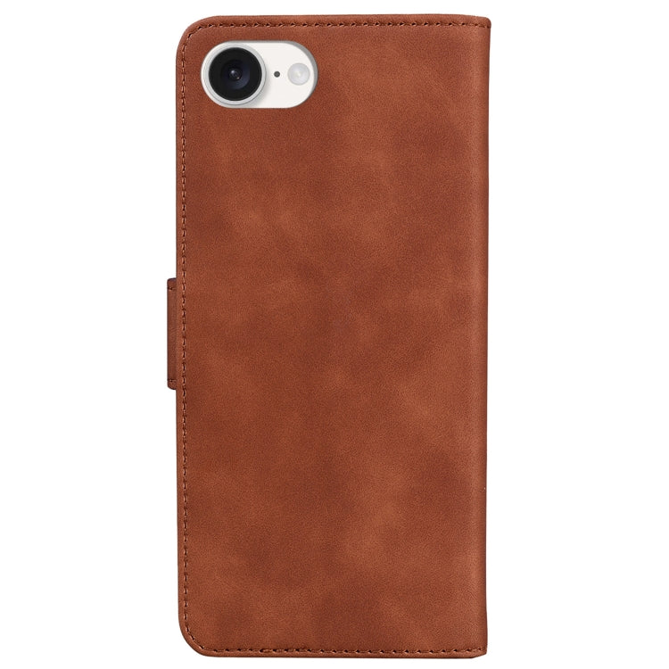 For iPhone SE 2024 Skin Feel Pure Color Flip Leather Phone Case(Brown) - More iPhone Cases by buy2fix | Online Shopping UK | buy2fix