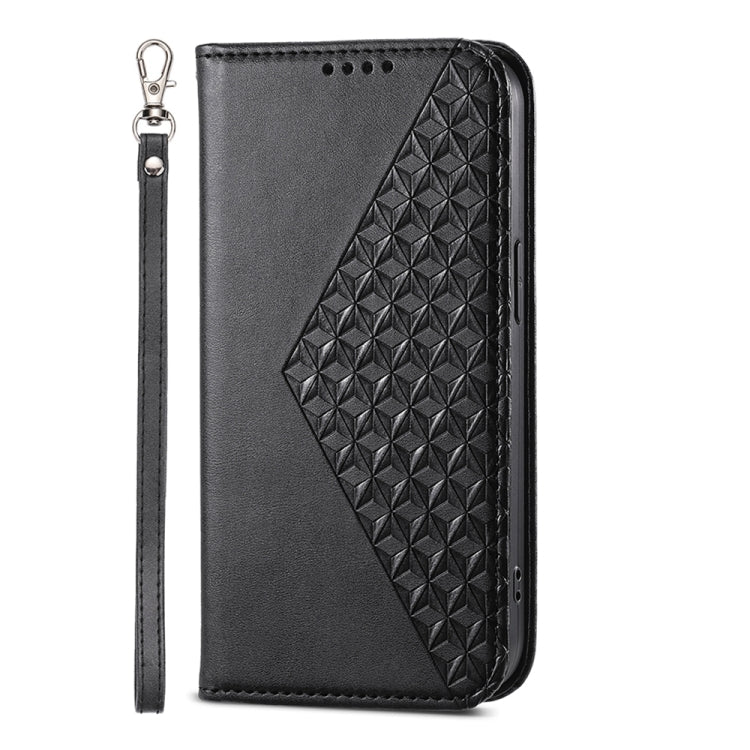 For Xiaomi Redmi A3 Cubic Grid Calf Texture Magnetic Leather Phone Case(Black) - Xiaomi Cases by buy2fix | Online Shopping UK | buy2fix