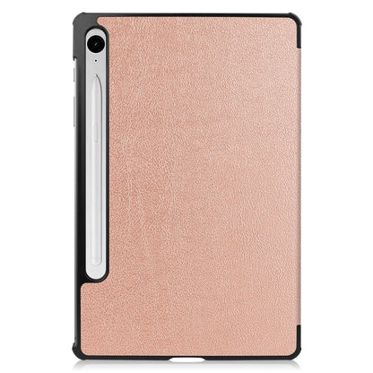 For Samsung Galaxy Tab S9 FE Custer Pure Color 3-Fold Holder Smart Leather Tablet Case(Rose Gold) - Galaxy Tab S9 FE by buy2fix | Online Shopping UK | buy2fix