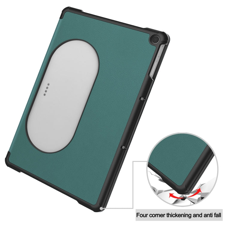 For Google Pixel Tablet Custer Pure Color 3-Fold Holder Smart Leather Tablet Case(Dark Green) - Google by buy2fix | Online Shopping UK | buy2fix