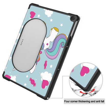 For Google Pixel Tablet Custer Painted 3-Fold Holder Smart Leather Tablet Case(Unicorn) - Google by buy2fix | Online Shopping UK | buy2fix