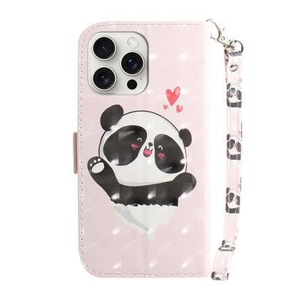 For iPhone 16 Pro Max 3D Colored Horizontal Flip Leather Phone Case(Heart Panda) - iPhone 16 Pro Max Cases by buy2fix | Online Shopping UK | buy2fix