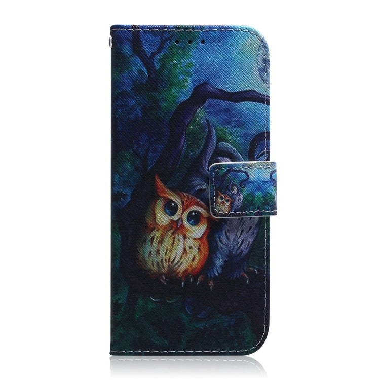 For iPhone 16 Pro Max Coloured Drawing Flip Leather Phone Case(Oil Painting Owl) - iPhone 16 Pro Max Cases by buy2fix | Online Shopping UK | buy2fix