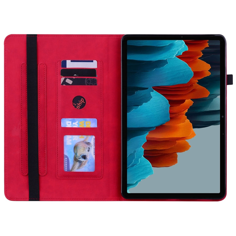 For Samsung Galaxy Tab S9+ Skin Feel Solid Color Zipper Leather Tablet Case(Red) - Galaxy Tab S9+ Cases by buy2fix | Online Shopping UK | buy2fix