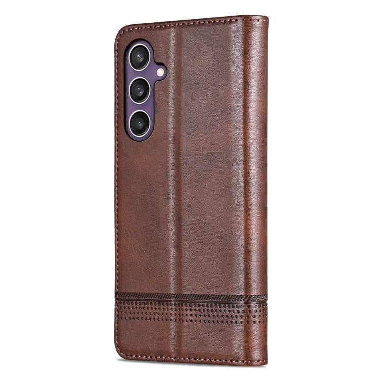 For Samsung Galaxy S24 5G AZNS Magnetic Calf Texture Flip Leather Phone Case(Dark Brown) - Galaxy S24 5G Cases by AZNS | Online Shopping UK | buy2fix