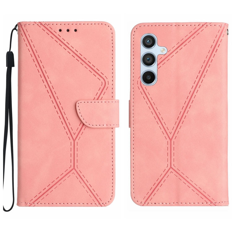 For Samsung Galaxy M34 5G Stitching Embossed Leather Phone Case(Pink) - Galaxy Phone Cases by buy2fix | Online Shopping UK | buy2fix