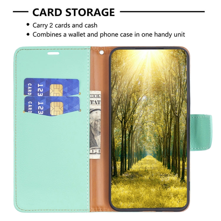 For Samsung Galaxy A25 5G Litchi Texture Pure Color Flip Leather Phone Case(Green) - Galaxy Phone Cases by buy2fix | Online Shopping UK | buy2fix