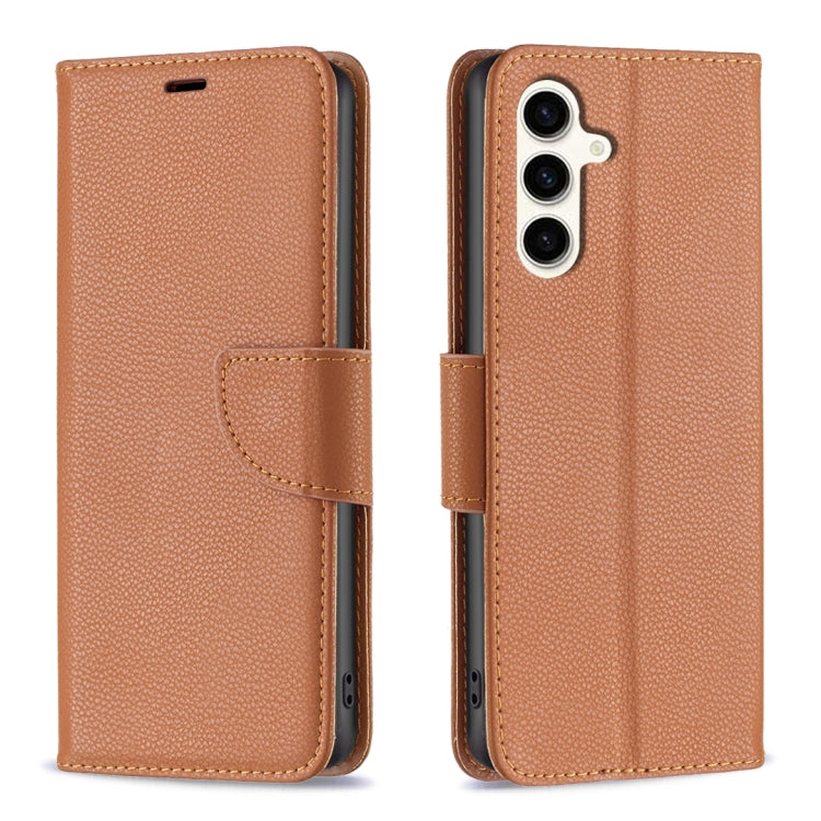 For Samsung Galaxy S23 FE 5G Litchi Texture Pure Color Flip Leather Phone Case(Brown) - Galaxy S23 FE 5G Cases by buy2fix | Online Shopping UK | buy2fix