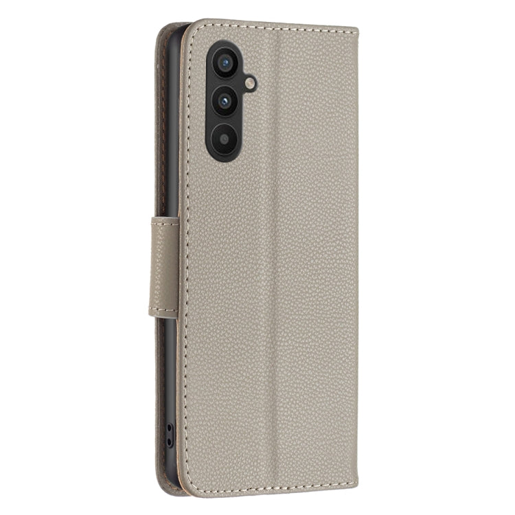 For Samsung Galaxy A34 5G Litchi Texture Pure Color Flip Leather Phone Case(Grey) - Galaxy Phone Cases by buy2fix | Online Shopping UK | buy2fix