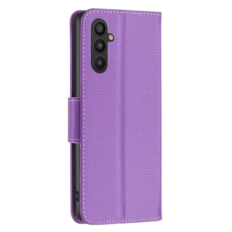 For Samsung Galaxy A34 5G Litchi Texture Pure Color Flip Leather Phone Case(Purple) - Galaxy Phone Cases by buy2fix | Online Shopping UK | buy2fix