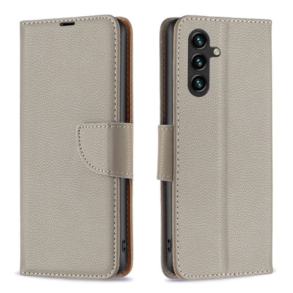 For Samsung Galaxy A35 Litchi Texture Pure Color Flip Leather Phone Case(Grey) - Galaxy Phone Cases by buy2fix | Online Shopping UK | buy2fix