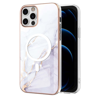 For iPhone 12 Pro Max Marble Pattern Dual-side IMD Magsafe TPU Phone Case(White 006) - iPhone 12 Pro Max Cases by buy2fix | Online Shopping UK | buy2fix