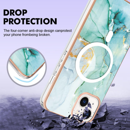 For iPhone 14 Marble Pattern Dual-side IMD Magsafe TPU Phone Case(Green 003) - iPhone 14 Cases by buy2fix | Online Shopping UK | buy2fix