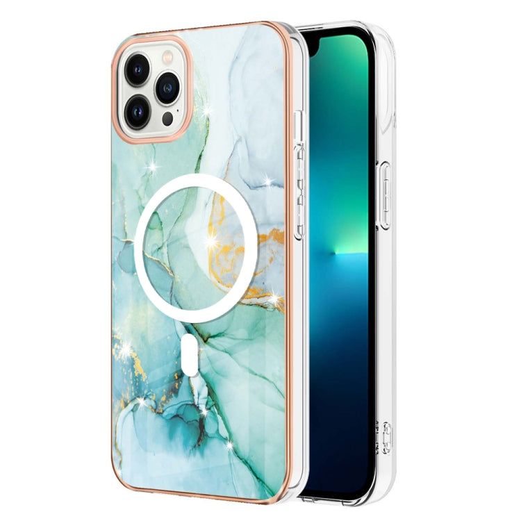 For iPhone 14 Pro Max Marble Pattern Dual-side IMD Magsafe TPU Phone Case(Green 003) - iPhone 14 Pro Max Cases by buy2fix | Online Shopping UK | buy2fix