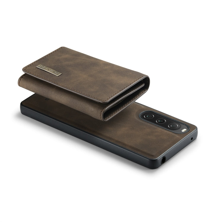 For Sony Xperia 10 V DG.MING M1 Series 3-Fold Multi Card Wallet + Magnetic Phone Case(Coffee) - Sony Cases by DG.MING | Online Shopping UK | buy2fix